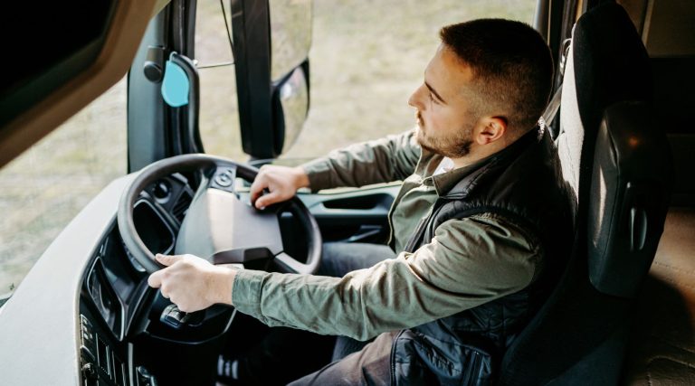 Man driving truck